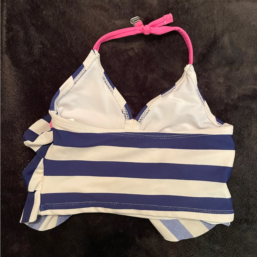 5for$20-Beach Native toddler navy,off-white,pink halter &tiered top bikini-Sz 4T - Picture 6 of 13